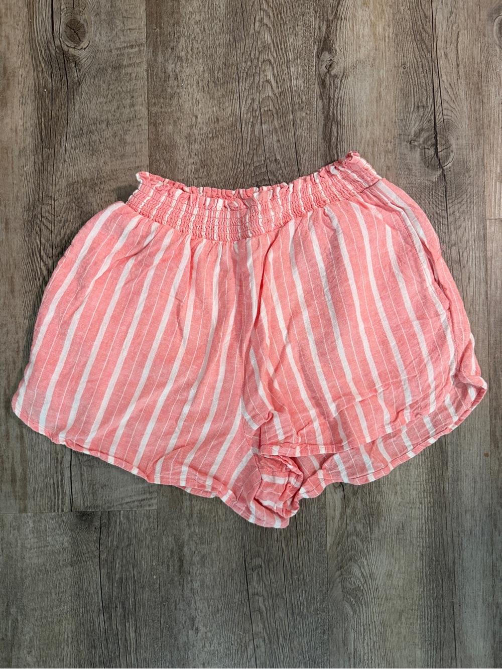 Aerie Womens XS Pink Striped Linen Blend High Waist Shorts